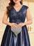 Plus size luxo ouro cetim com decote em v vestido de noite feminino lantejoulas