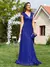 Luxo profundo decote em v chiffon azul real vestidos de noite feminino elegante - comprar online