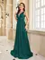 Imagem do Mulheres de luxo com decote em v sem mangas verde formal vestido de noite lantej