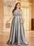 Plus size luxo ouro cetim com decote em v vestido de noite feminino lantejoulas