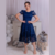 Vestido midi feminino de renda para festa.