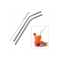 Sorbetes De Acero Pack x4 2 Curvo y 2 Recto Con Cepillo - Tu_tienda_onlineya