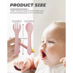 Set Cubierto Cuchara Tenedor Silicona Flexible Bebe Free Bpa
