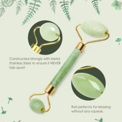 Masajeador Doble Rodillos Piedra Jade Facial Corporal - Tu_tienda_onlineya