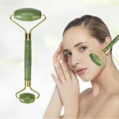 Masajeador Doble Rodillos Piedra Jade Facial Corporal - tienda online