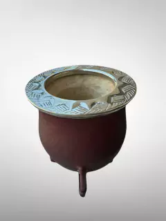Mate camionero cuero liso borravino, virola cincelada - comprar online