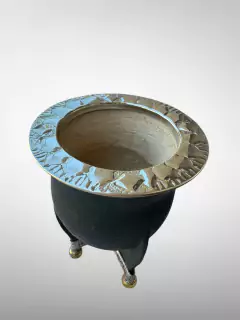 Mate camionero premium, virola cincelada alpaca, base y bolitas - comprar online