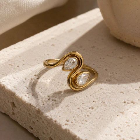 ANILLO DUO CON BAÑO DE ORO 18K