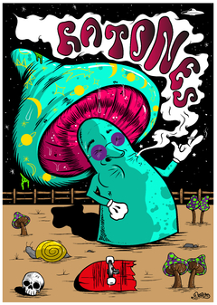 Poster Print A3 Ratones Art Mushroom