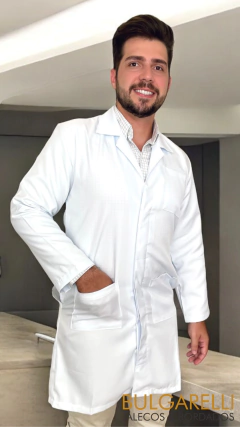 Jaleco Masculino Bordado Medicina em Microfibra Gabardine - Bulgarelli Jalecos & Bordados