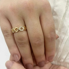 ANEL CIRCULOS CRAVEJADOS 18K - comprar online