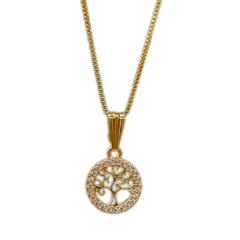 COLAR MICROCRAVEJADO ARVORE DA VIDA 18K
