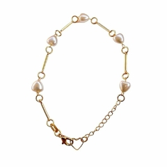 PULSEIRA CORAÇÃO PEROLADO 18K