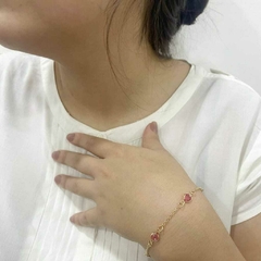 PULSEIRA PONTO DE LUZ ROSA 18K na internet