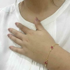 PULSEIRA PONTO DE LUZ ROSA 18K - G'TTEZO  SEMIJOIAS