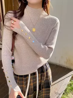 Camiseta Manga Longa Pullovers com Botões na internet