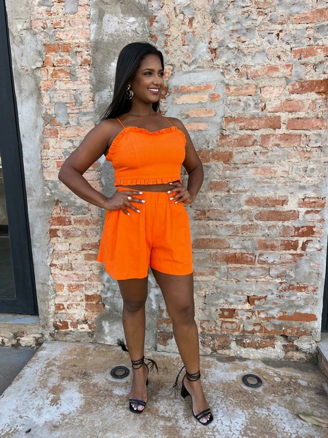 Blusa cropped babadinho cenoura - Maria Filó