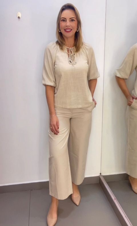 Calça pantacourt linho Gabi