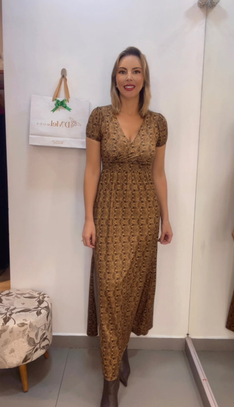 Vestido longo animal print