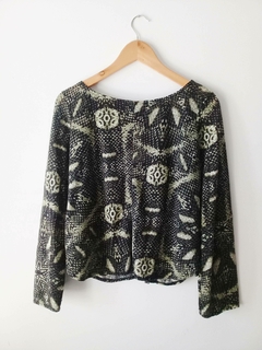 Cardigan Lanilla Estampado Verde Corto - comprar online