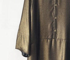 Vestido Chemise De Gasa Lurex Dorada