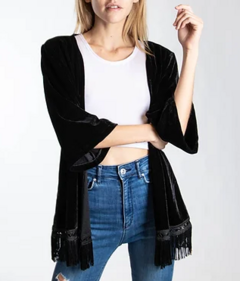 Kimono De Terciopelo Con Flecos en internet