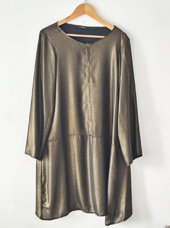 Vestido Chemise De Gasa Lurex Dorada en internet