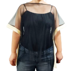 Blusa Poncho De Tul Con Borde Contratono - La Garbo
