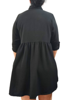 Vestido Chemise Corto Boton Bronce - tienda online