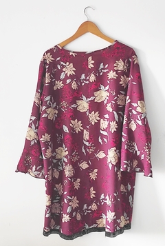 Vestido Manga Campana Con Flores Y Lentejuelas - La Garbo