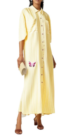 Vestido Chemise Extralargo Rayado Con Mariposa - La Garbo