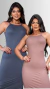Kit 2 Vestidos Canelado Midi Feminino Acinturado Casual Elegante - loja online