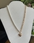 Collar con corazón mitad cadena y perlas