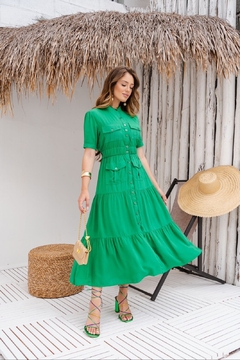 Chemise com Botões que Abrem Verde Bandeira - comprar online