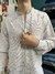 Camisa lino rayada cuello mao