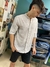 Camisa lino rayada cuello mao - comprar online