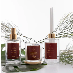 kit bamboo com difusor, home spray e vela aromática