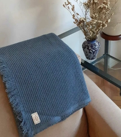 Manta waffle azul acero - comprar online