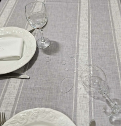 Mantel Antiderrame Rayado Lino Gris en internet