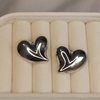 Aretes corazón chunky - plata