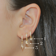 Hoops luna, rayo y corazón - comprar en línea
