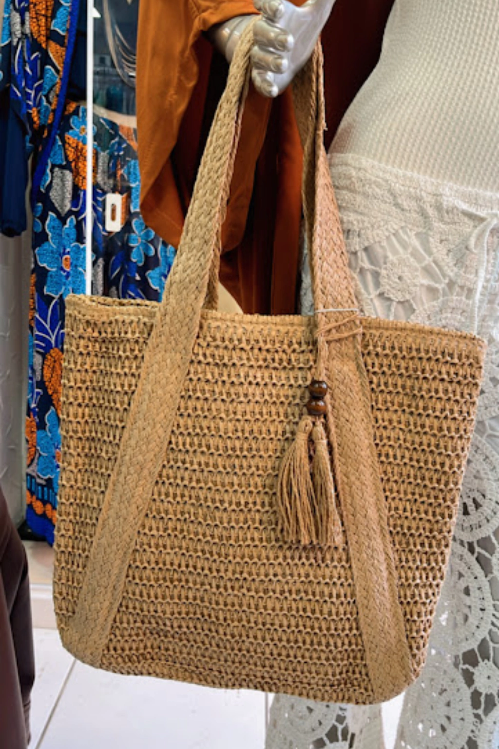 Bolsa grande de palha natural