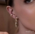 Brinco elos com zircônias em banho ouro 18k