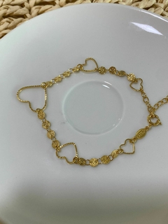 Pulseira coração Folheada