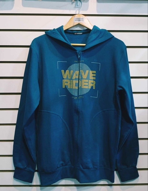 Casaco Zíper Estampado Azul Petróleo Wave Rider