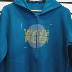 Casaco Zíper Estampado Azul Petróleo Wave Rider - comprar online