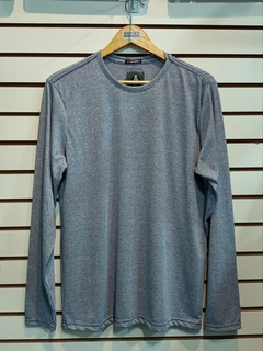 Camisa Manga Longa Pontilhada Gola Redonda Azul Claro - comprar online