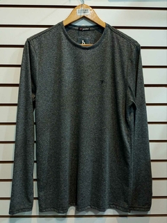 Camisa Manga Longa Pontilhada Gola Redonda Cinza Chumbo - comprar online