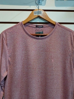 Camisa Manga Longa Pontilhada Gola Redonda Rosa Claro