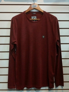 Camisa Manga Longa Tracejada Gola Redonda Vinho - comprar online